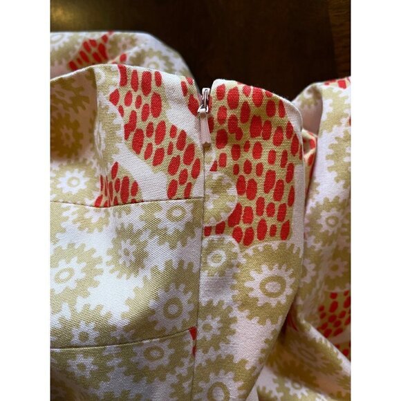 Tibi Pink And Gold Tree Print Cotton Strapless Knee Length Fit And Flare Dress 2 - Picture 10 of 10